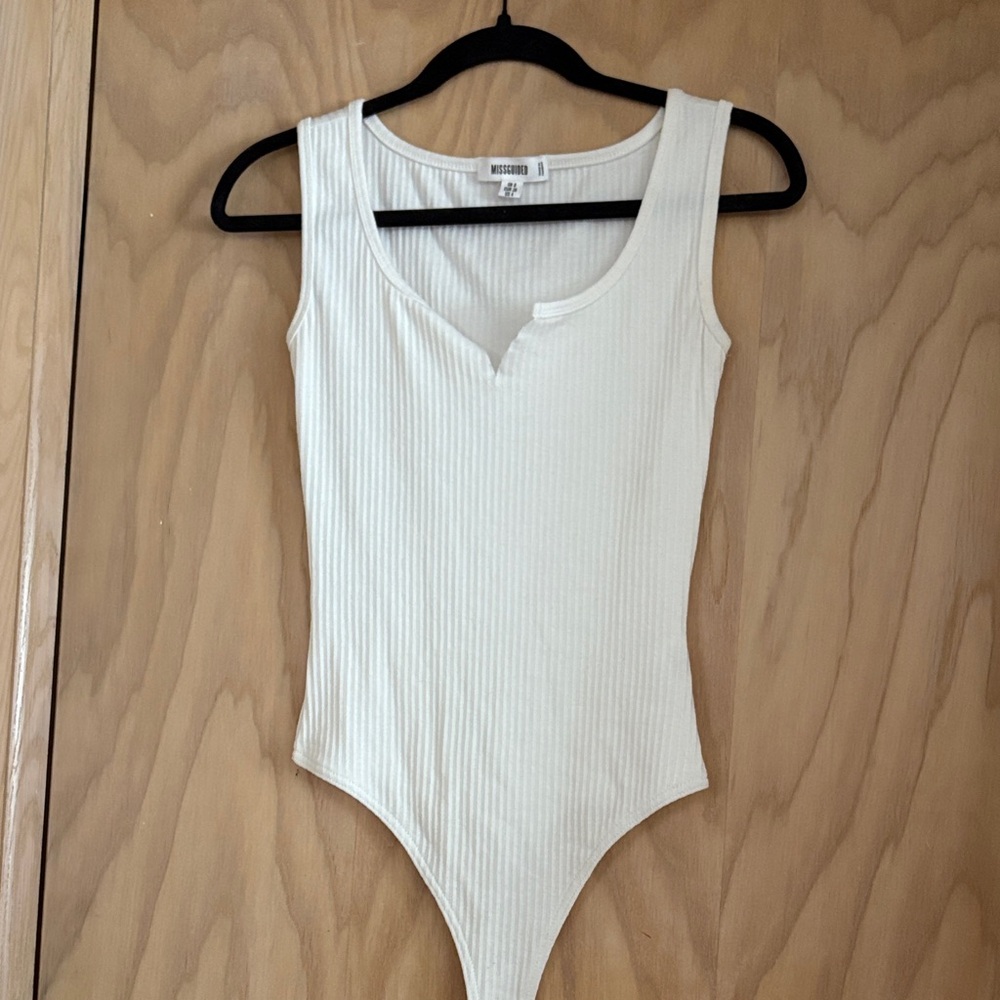 Ribbed white bodysuit